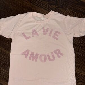 J. Crew pink la vie amour French tee shirt T-shirt size small s